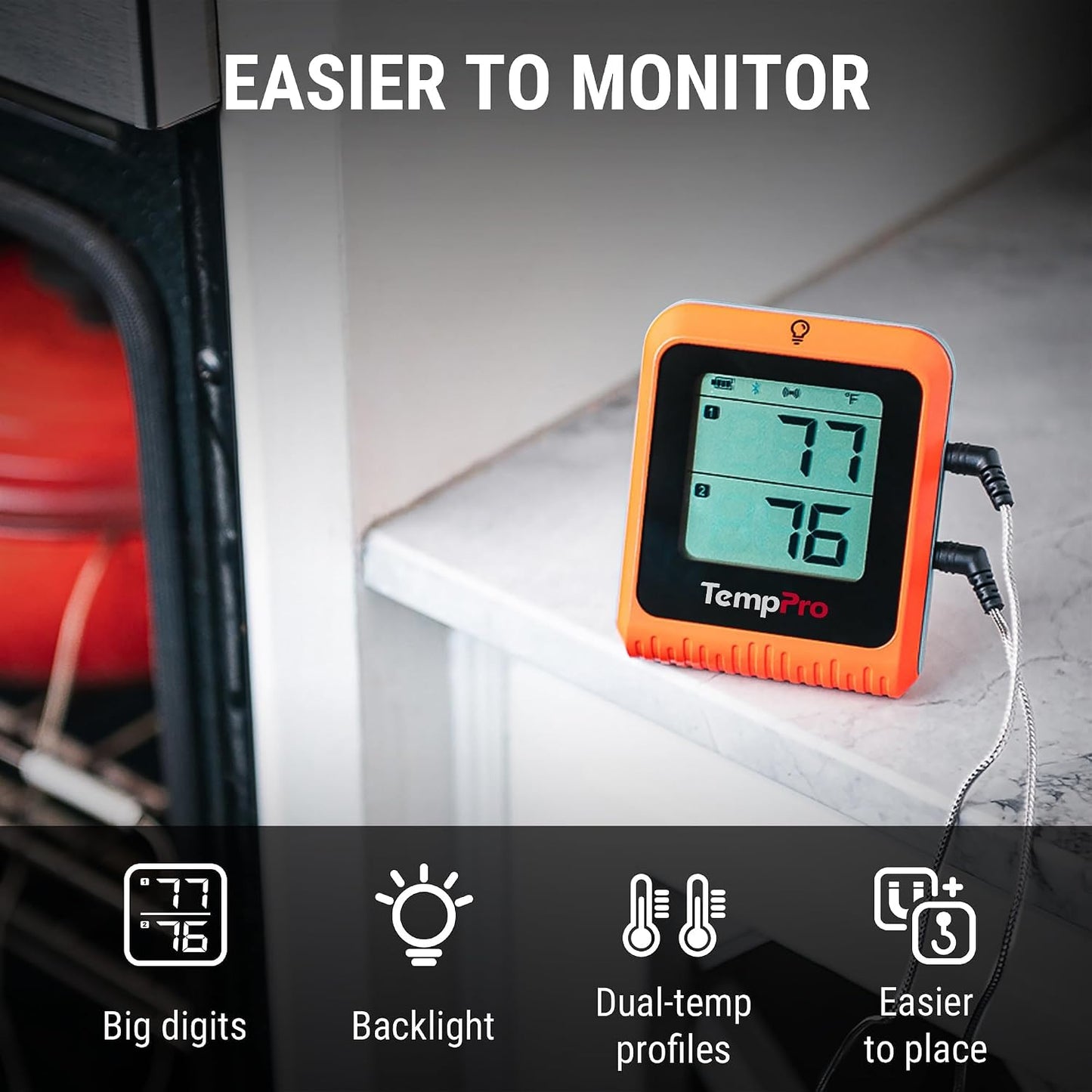 TempPro TempSync Bluetooth Meat Thermometer 650 ft, 2 Probes