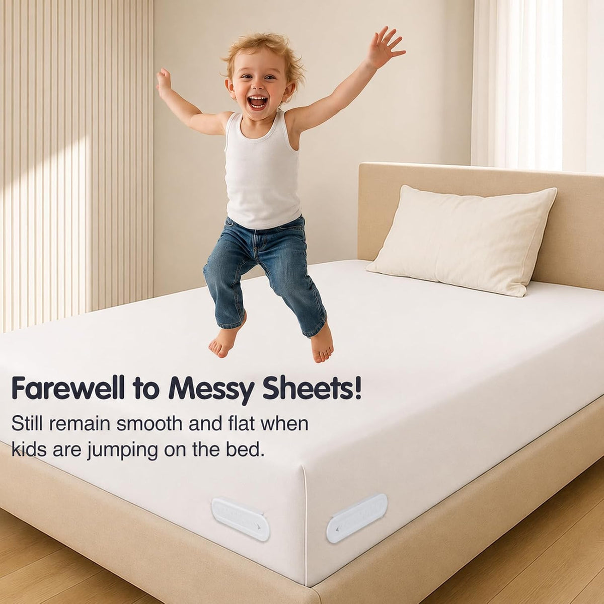 Upgrade Bed Sheet Holders for Corners, Lock Sheet Holders, 4Pcs Fitted Sheet Holders Keep Sheets Firm & Tight,Durable Heavy Duty Bed Sheet Clips, Sheet Locks, Fit All Mattress Easy Install