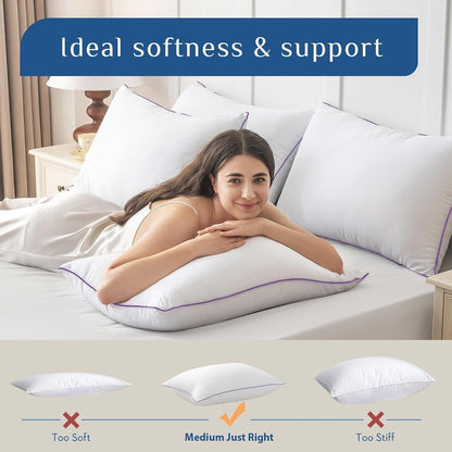 JOLLYVOGUE Pillows King Size Set of 6, Firm Supportive Bed Pillows with Oeko-Tex Certified Down Alternative Fill, Luxury Fluffy Hotel Quality for Stomach, Back, and Side Sleepers, White