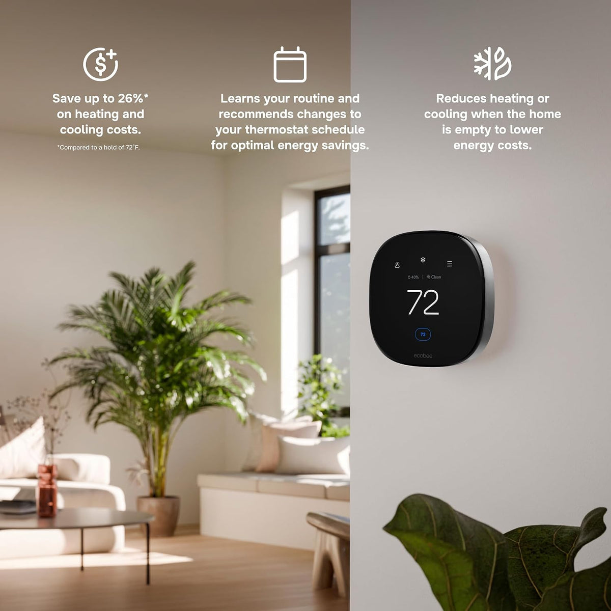 ecobee Smart Thermostat Premium - WiFi, Siri & Alexa Built-In, Smart Sensor