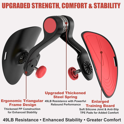 TINRIEF Pelvic Floor Exercise Device, 35 lb Resistance Kegel & Thigh Trainer with Resistance Band, 360° Rotating Training Board, Portable Leg & Core Workout Equipment, Black Red