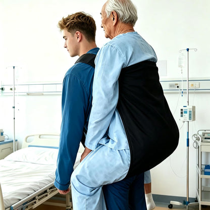 One-Person Transfer Sling for Elderly and Disabled - Patient Lift Transfer Belt, Up and Down Stairs Lift Assist Devices for Seniors, Handicap, Bedridden(Black)