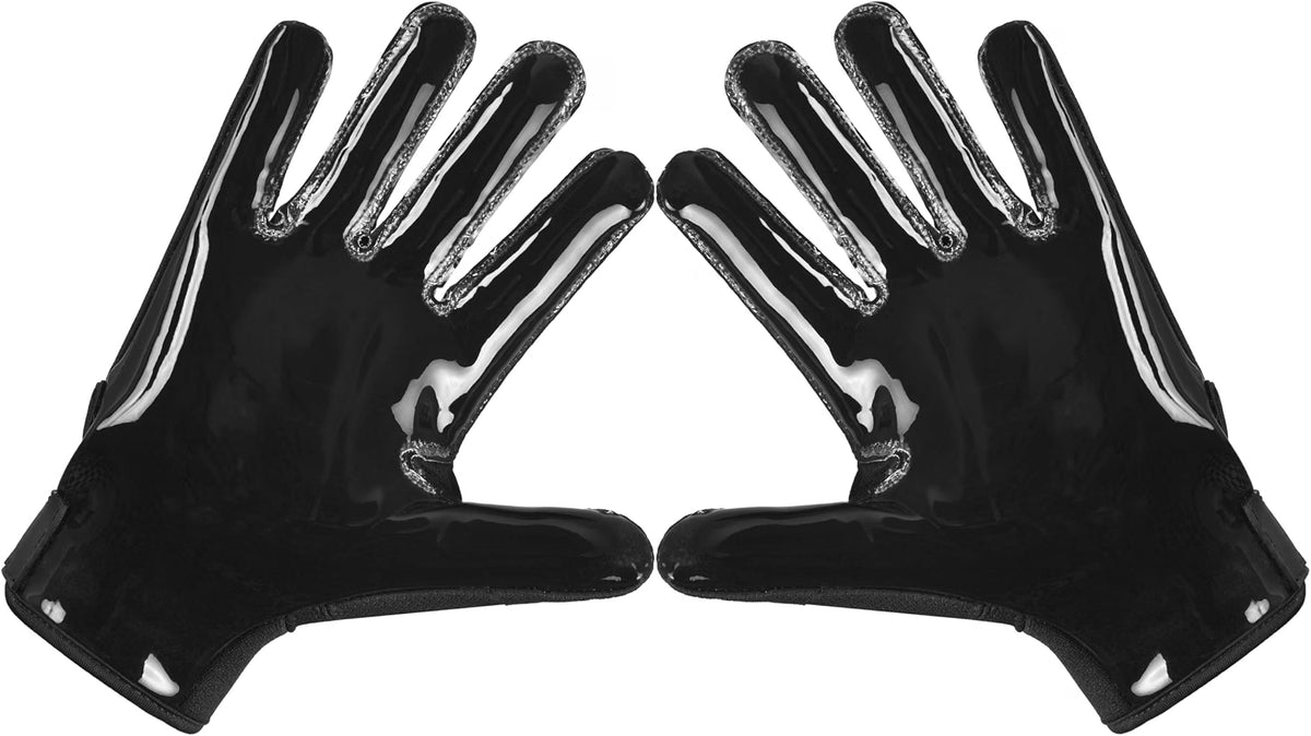 HyperionFlo Essentials Youth American Football Gloves, Wide Receiver Gloves with Tacky Silicone Grip Palm, Finger Protection, Youth Large, Matt Black