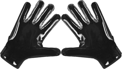 HyperionFlo Essentials Youth American Football Gloves, Wide Receiver Gloves with Tacky Silicone Grip Palm, Finger Protection, Youth Large, Matt Black