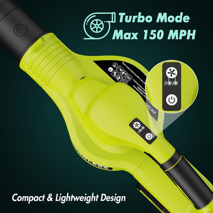 Leaf Blower Cordless 21V Electric with 2 Batteries and Charger Lightweight 2 Speed Mode Powerful Battery Powered Rechargeable Electric Leaf Blowers 2.0Ah Handheld for Lawn Care Yard and Patio Green