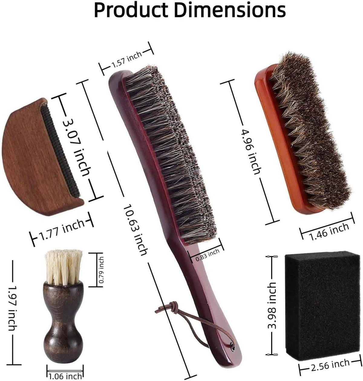 5 Pcs Felt Cowboy Hat Cleaning Brush Set, Horsehair Clothes Shoe Brush Kit Removes Dust, Lint, Pet Hair & Sweatband Buildup, for Fedoras, Western Hats, Baseball Caps, Suits, Leather Shoes & Boots