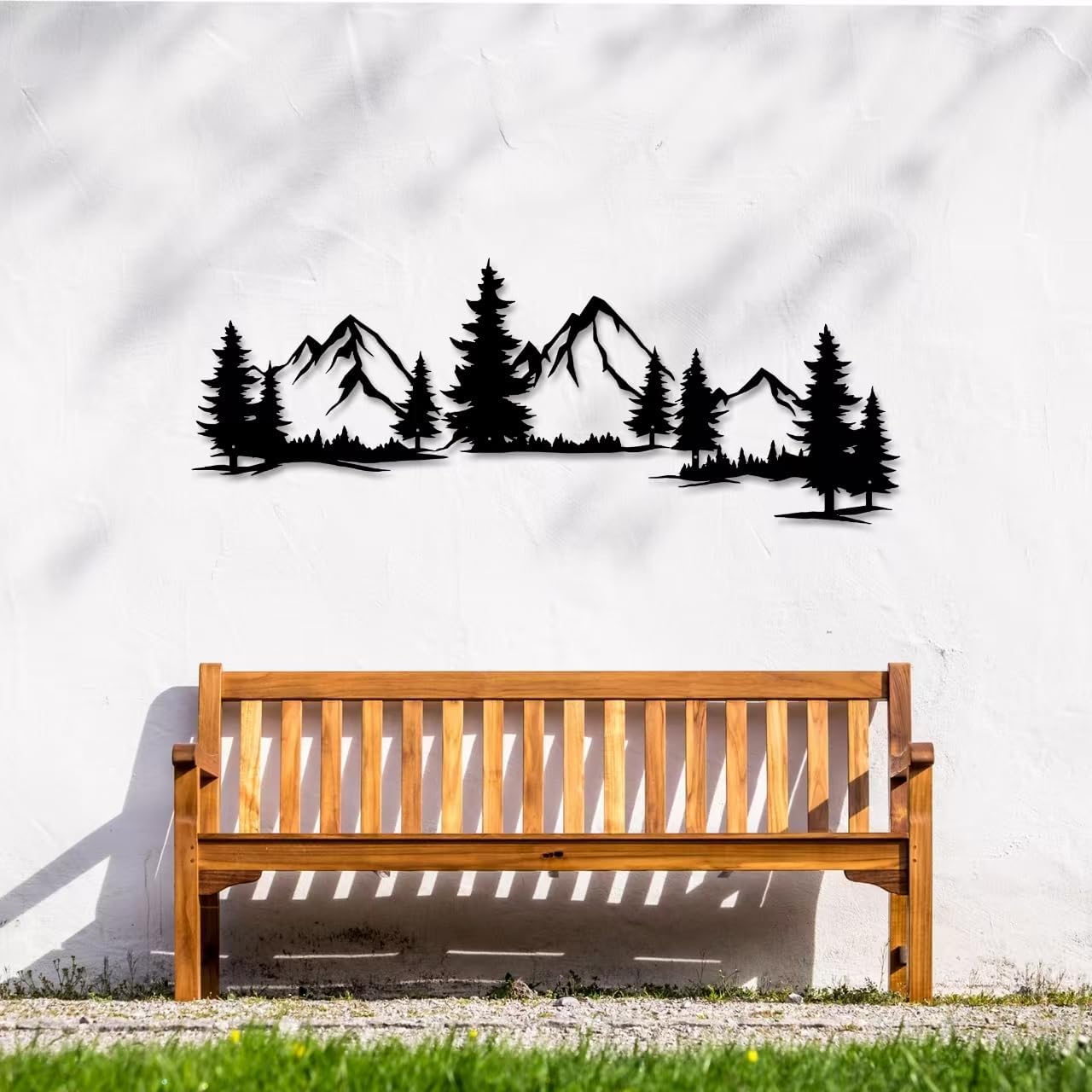 Xedatric Mountain Forest Metal Wall Art 15x44 Inch Nature Landscape Decor Large horizontal evergreen trees wall art for living room. Housewarming gift for nature lovers. Indoor decor.