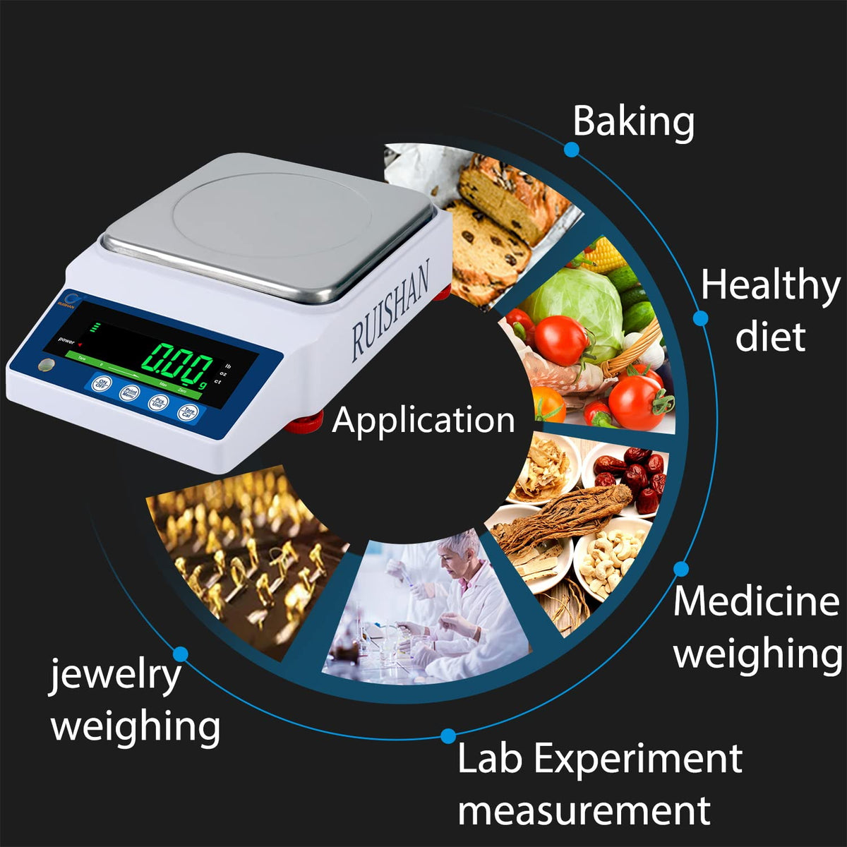Lab Scale 5000gx0.01g High Precision Scientific Electronic Digital Laboratory Lab Weight Analytical Balance Scale .01g Accuracy Jewelry Pharmacy Chemistry Industria Calibrated Gram Scale