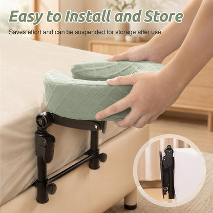 Cxgros Massage Headrest for Bed, Adjustable Face Cradle with Memory Foam Pillow, Foldable Under-Mattress Massage Head Holder, Green