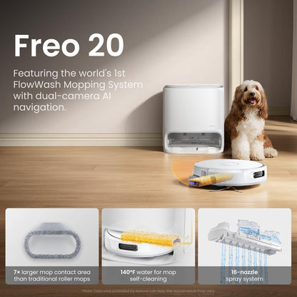NARWAL Freo 20 Robot Vacuum and Mop, 31,000Pa, FlowWash Mop, TwinAI Obstacle Avoidance
