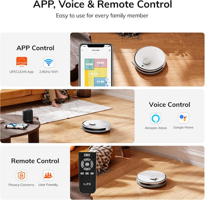 ILIFE A30s Robot Vacuum, 10000Pa Max Suction LiDAR Navigation, Home Mapping, No-Go Zone, 150 Mins, App, Voice and Remote Control, for Hard Floor, Carpet and Pet Hair