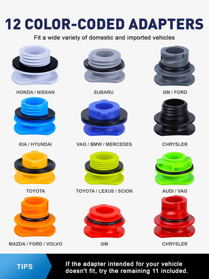 SMART JERRY Engine Oil Funnel Kit, Spill-Proof Oil Change Funnel with 12 Adapters, 1.6-Quart Capacity, Flow Control Valve, Magnetic Organizer Boards & 45° Elbows
