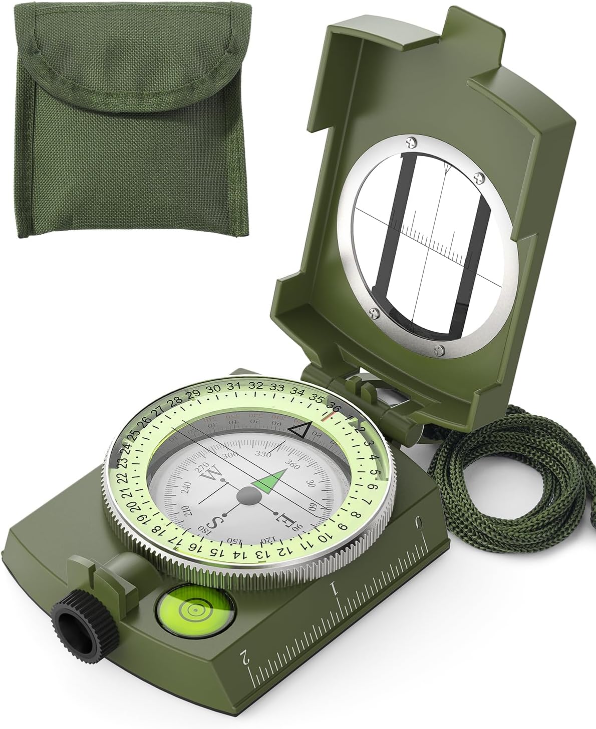 Sportneer Compass, Accurate Lightweight Orienteering Compass with Strap & Carrying Case, Waterproof Metal Hiking Compass with Glow-in-the-Dark Dial for Camping, Hiking & Backpacking