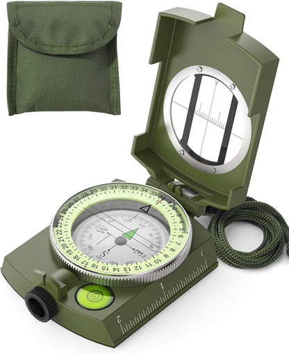 Sportneer Compass, Accurate Lightweight Orienteering Compass with Strap & Carrying Case, Waterproof Metal Hiking Compass with Glow-in-the-Dark Dial for Camping, Hiking & Backpacking