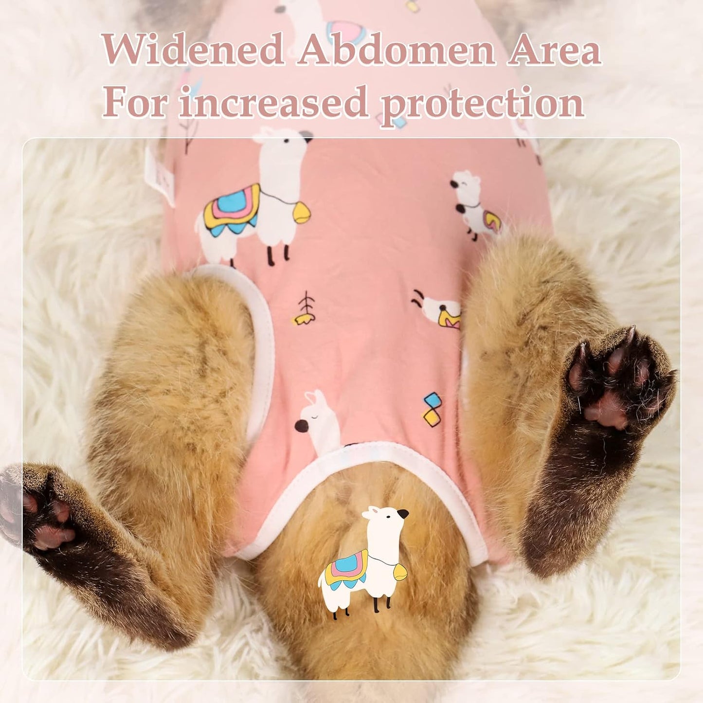 ANWA 2 Pack Cat Recovery Suit for Female Cats, Breathable Post-Surgery Recovery Onesie, Medium, Alpaca + Kitten