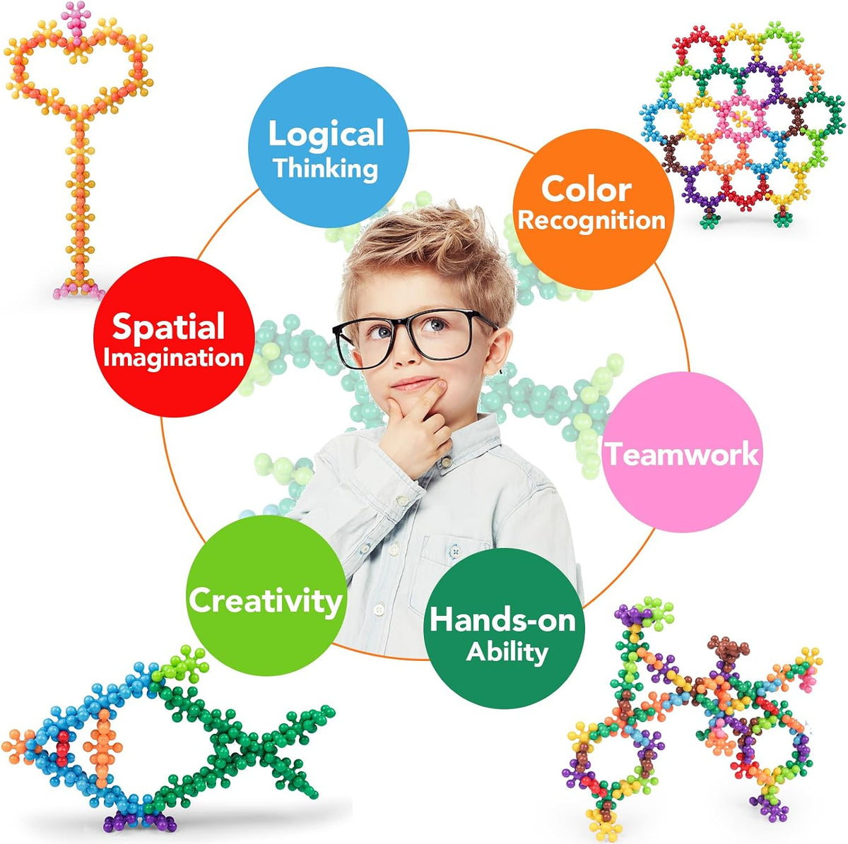 NEOACT 200PCS Building Blocks for Kids, STEM Educational Interlocking Construction Toys, Creative 3D Building Set for Preschool & School Children Ages 3+, Multicolor
