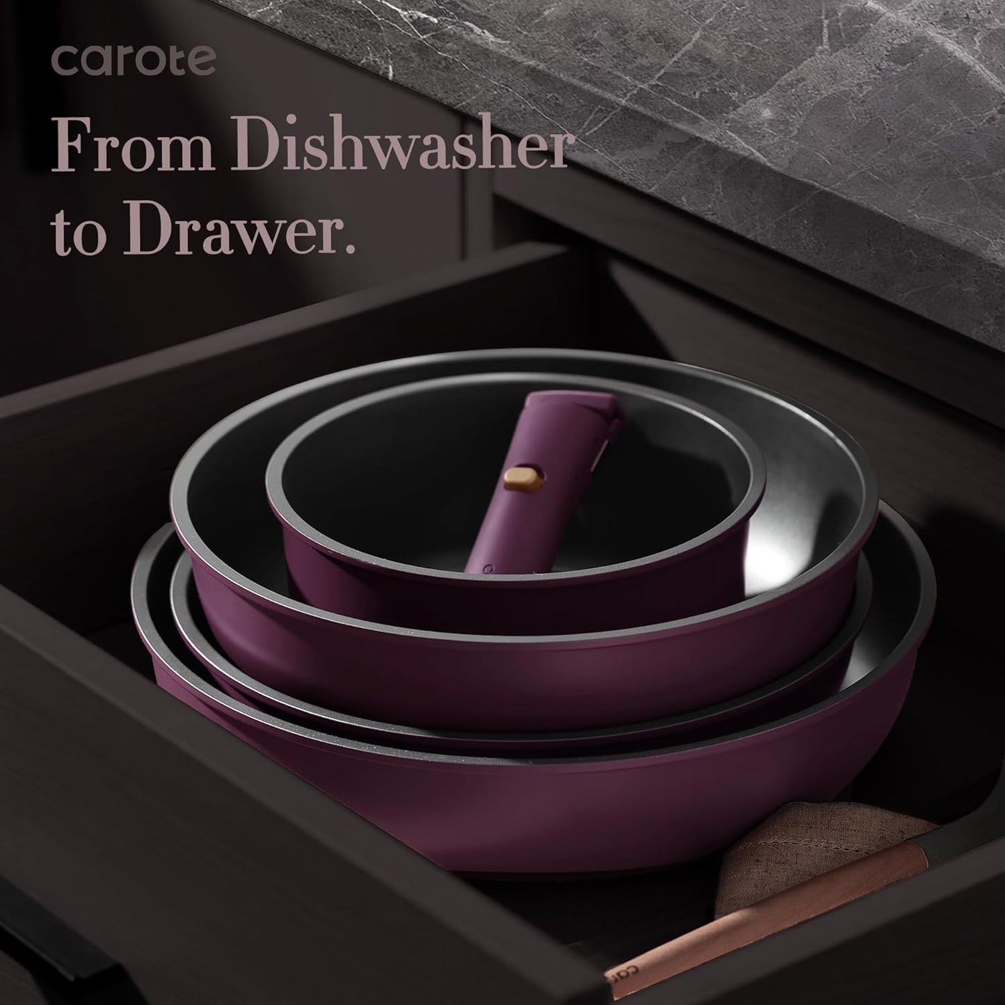 CAROTE 21pcs Pots and Pans Set Non Stick, Detachable Handle Cookware Sets