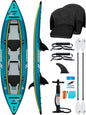 OCEANBROAD V420 Inflatable Sit-In Kayak, 2-Person Touring Kayak with Drop-Stitch Floor, 308 lb Capacity, Padded Seats, Paddle, Pump & Carry Bag, Blue