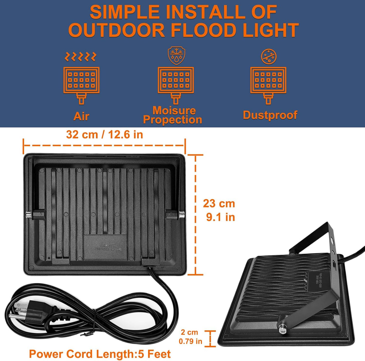 XXBSAZ 300W LED Flood Light Outdoor, 37000LM, Daylight 6500K, AC85-265V High Power Commercial Work Light, IP66 Waterproof Super Bright Security Stadium Lights for Parking Lots, Warehouses,Tennis