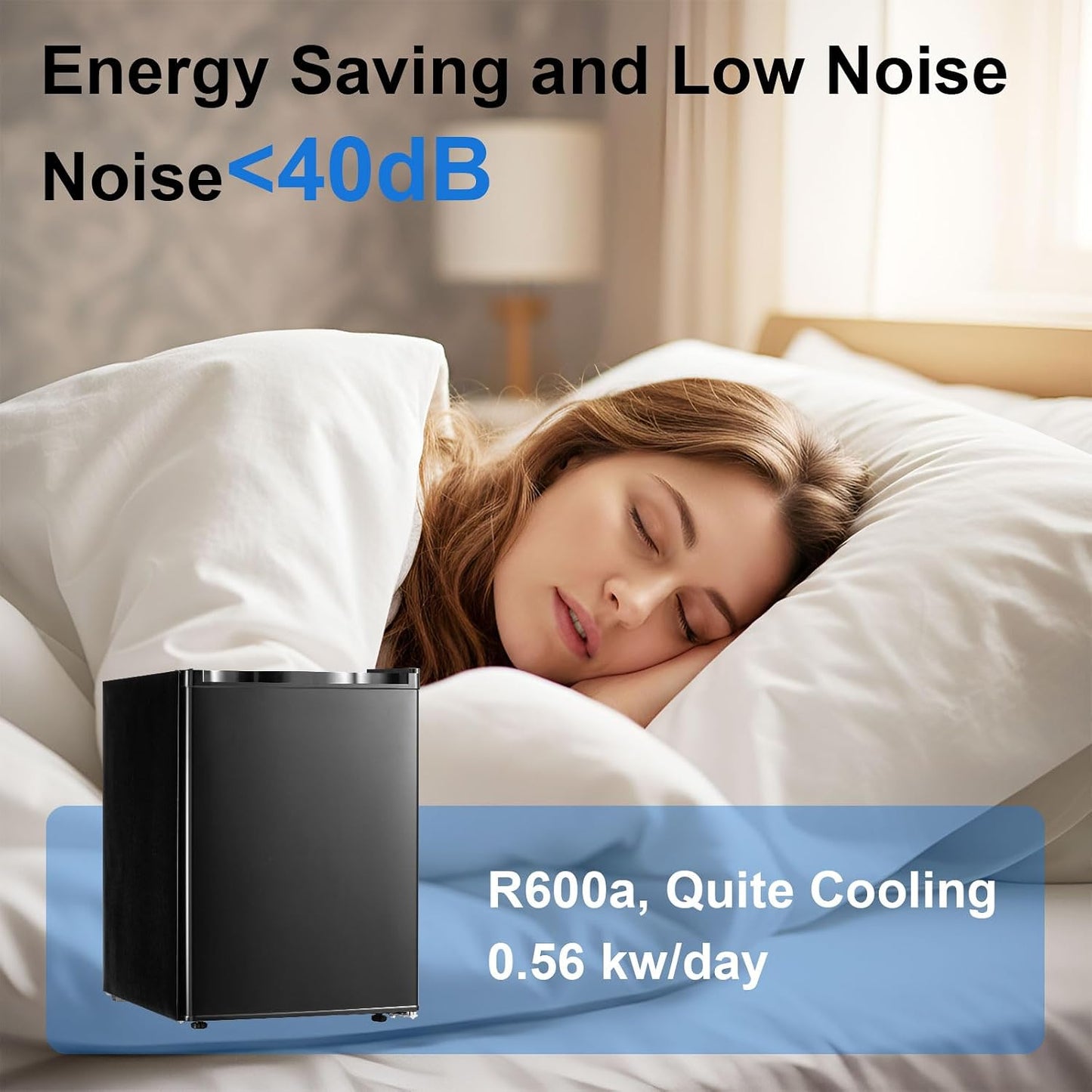 OGHLY 2.1 Cu Ft Upright Freezer, Small Mini Freezer with Removable Shelf Compact Standing Freezer with 7 Adjustable Temperature, Reversible Door, for Bedroom Office Apartment, Black