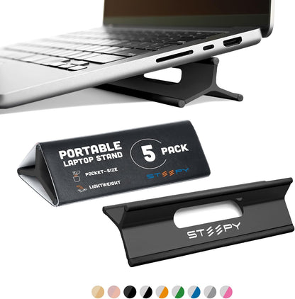 Steepy Portable Laptop Stand for Desk Adjustable Height, 13-17 Inch Devices Laptop Holder - Computer Stand for Cooling, Foldable, Portable, Ergonomic, Comfort, Slip-Proof, Sturdy Design, Universal Fit