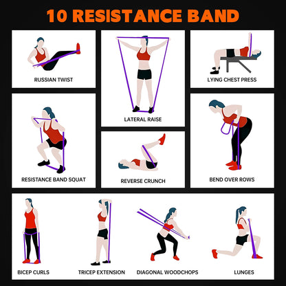 HyperionFlo Essentials Resistance Bands Set, 6-Level Pull-Up & Full Body Workout Bands, 5–175 LB Progressive Resistance, Latex-Free TPE, Multicolor