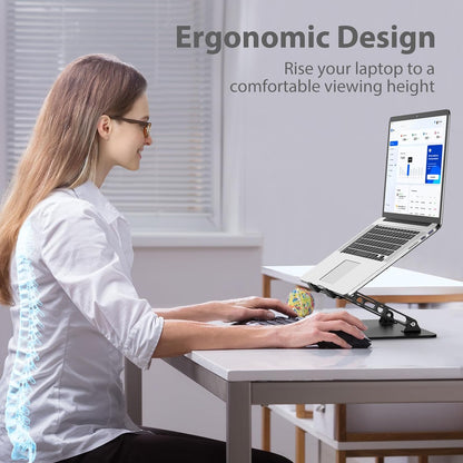 Gogoonike Adjustable Laptop Stand for Desk, Metal Laptop Riser Holder, Portable Foldable Desktop Book Stand, Ventilated Cooling Computer Notebook Stand for 10-15.6" Laptops & Tablets