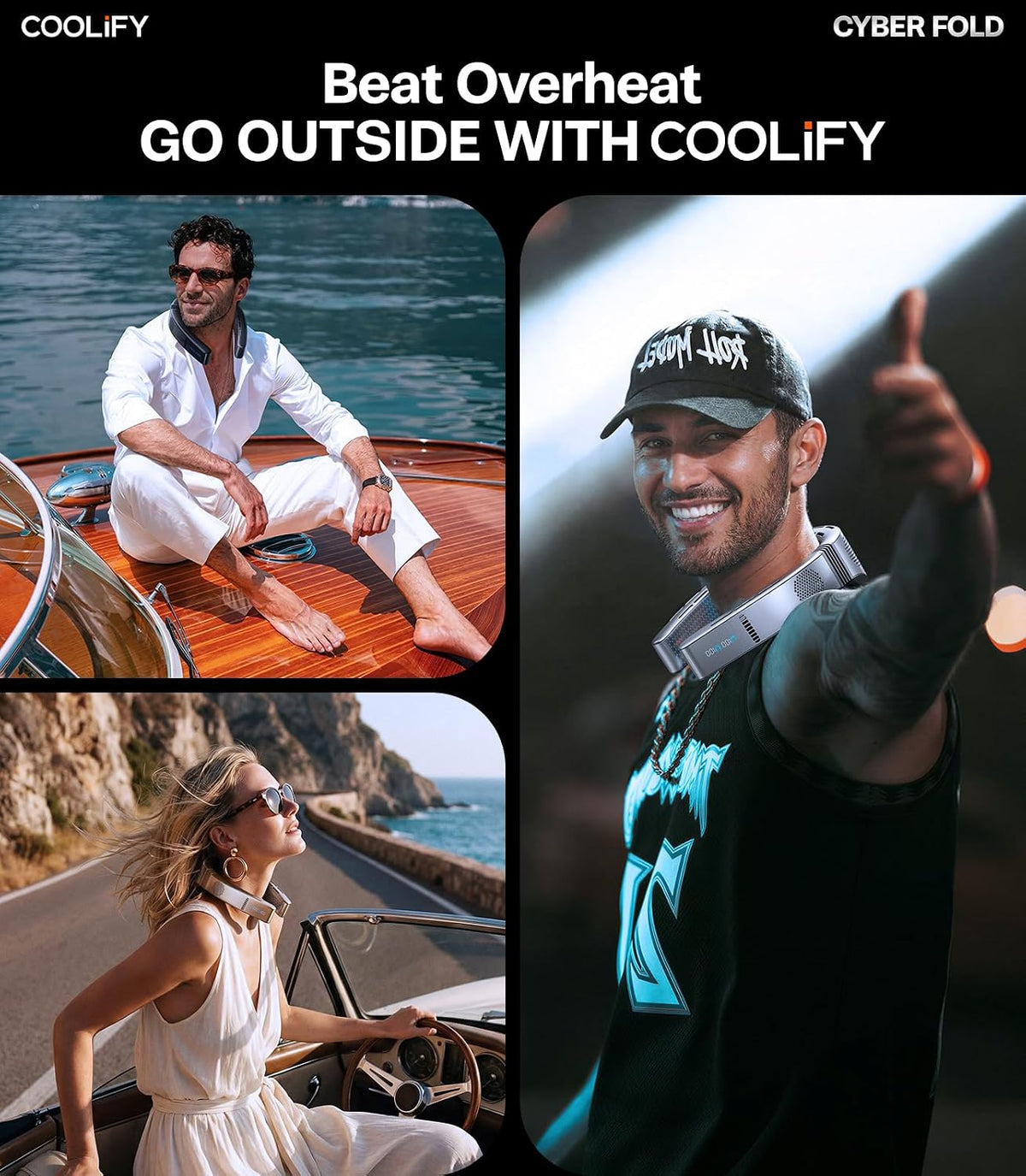 TORRAS COOLiFY 2026 Cyber Fold AI Neck Air Conditioner, Max Cooling Area Neck & Face Cooler with Adjustable Strong Wind, Rechargeable Neck Fan for Travel Gift for Dad, Husband, Black