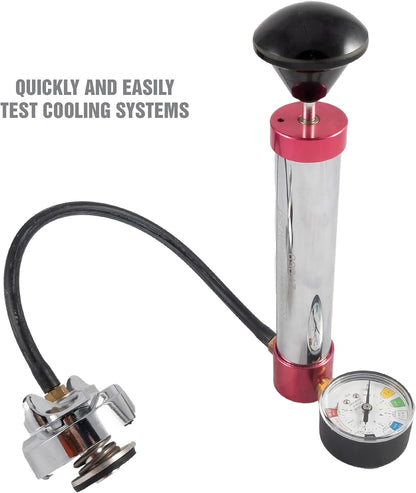 OEMTOOLS 27069 Cooling System Pressure Test Pump for Most Cooling Systems Cooling System Pressure Tester w/ Storage Case, Easy Lever Style Pressure Relief Valve, Works Most Cooling System Adapters