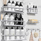 YASONIC Shower Caddy Adhesive, Rustproof Shower Organizer with Soap Holder, Large Capacity Shower Shelves for Inside Shower, No Drilling Bathroom Organizers and Storage for Home Decor（6 Pack Silver）