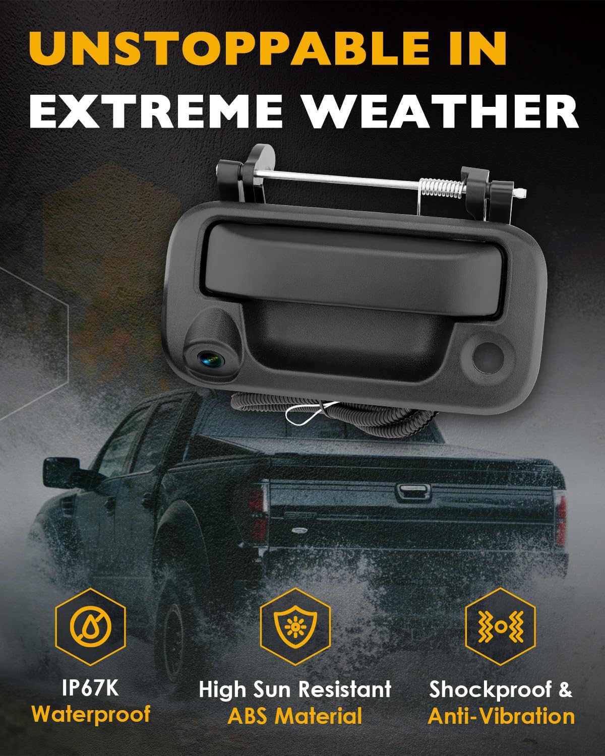 Backup Camera Handle w/Rear View Mirror Monitor, Fits 04-16 Ford F150 F250 Tailgate, Compatible with F350 F450 F550 Super Duty/Explorer, 4.3" Rear View, 170° Viewing Angle, Waterproof Reverse Camera