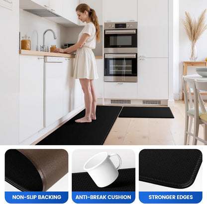 Kitchen Mats for Floor, 3-Piece Cushioned Soft Kitchen Rugs, Non-Slip Waterproof Floor Mats
