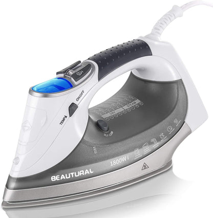 BEAUTURAL 1800 Watts Steam Iron with Digital LCD Screen, 3-Way Auto Shutoff