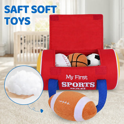 KIZZYEA My First Sports Bag Plush Sensory Ball Set, 0-12 Months