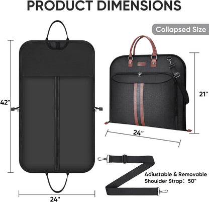 BALEINE Garment Bag for Travel, Water-Resistant 600D Suit Bag with Wrinkle-Free Storage, Foldable Carry-On Travel Bag with Adjustable Shoulder Strap & Front Pocket