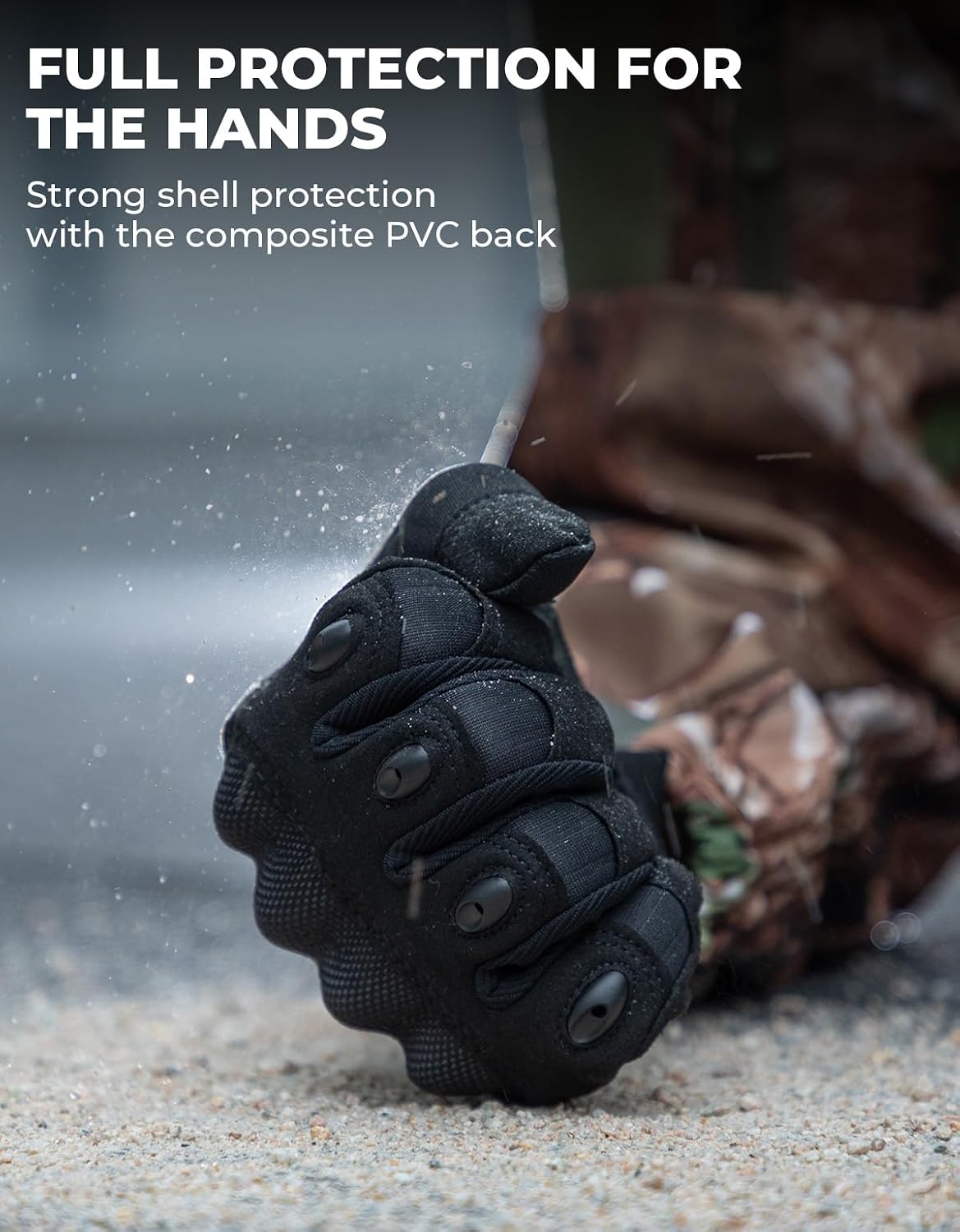 KEMIMOTO Tactical Gloves for Men, Touchscreen Motorcycle Gloves with Hard Shell & Palm Padding, Breathable Protective Gloves for Motorcycle, Cycling, Airsoft, Paintball, Hiking & Outdoor Sports, Black, X-Large