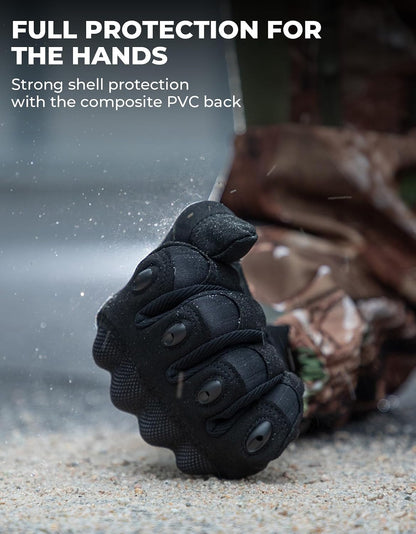 KEMIMOTO Tactical Gloves for Men, Touchscreen Motorcycle Gloves with Hard Shell & Palm Padding, Breathable Protective Gloves for Motorcycle, Cycling, Airsoft, Paintball, Hiking & Outdoor Sports, Black, X-Large