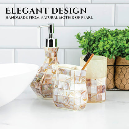 Milano Mother of Pearl 4 Piece Resin Bathroom Accessories Set