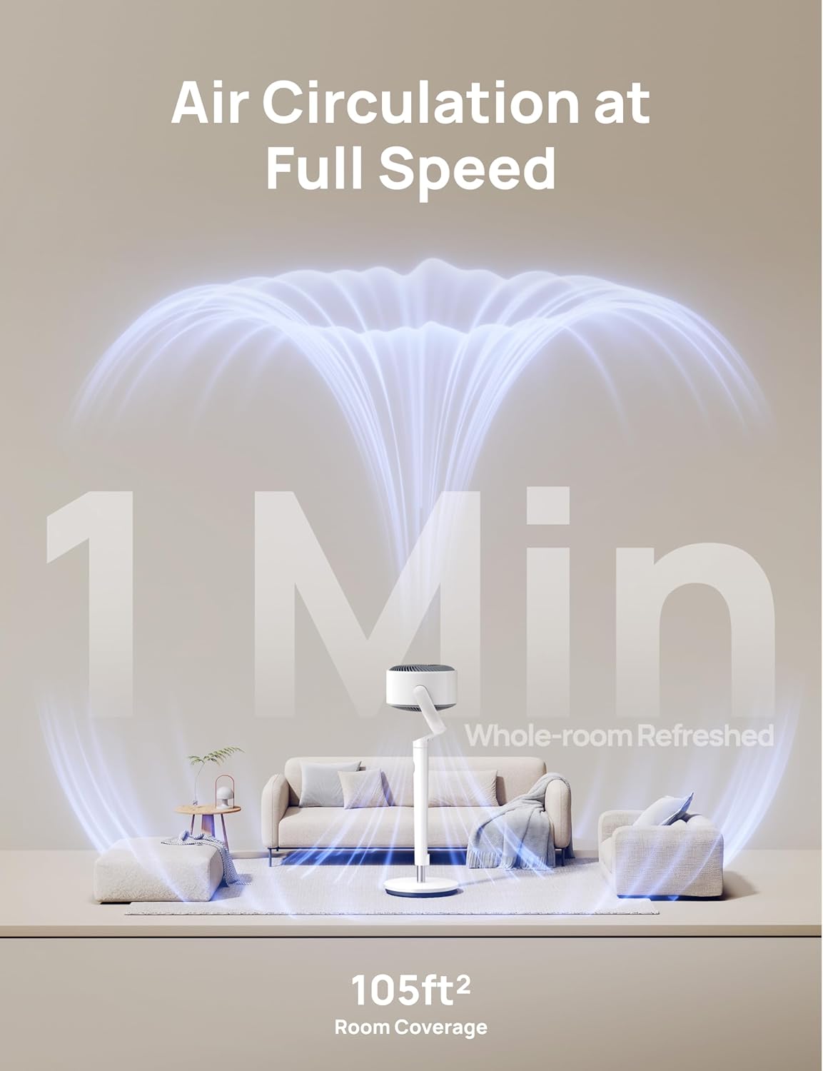 DREO Smart Fan for Bedroom, 120° +120° Omni-Directional Oscillating Fans, 100ft Quiet Pedestal Fan with RGB Light, 9 Speeds, 6 Modes, 8H Timer, Wi-Fi/Voice/Alexa, 35-40" Floor Fans with Remote