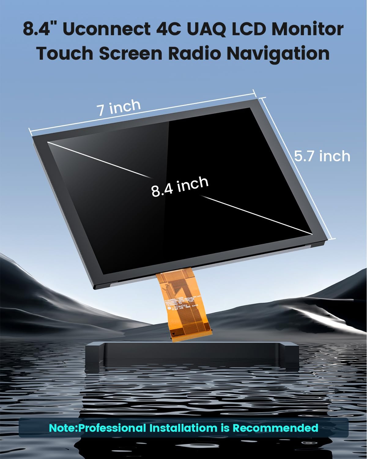 8.4" Uconnect 4C UAQ LCD Monitor Touch Screen Radio Navigation New OEM Replacement Screen Fit for Dodge Challenger/Durango/Jeep Wrangler/Compass/Gladiator/Chrysler 2017-2021