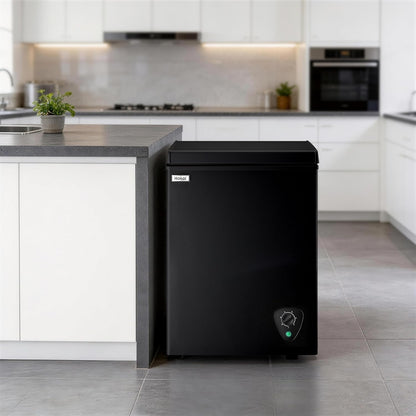 WANAI Deep Chest Freezer 3.5 Cu Ft With Storage Baskets Black for Office