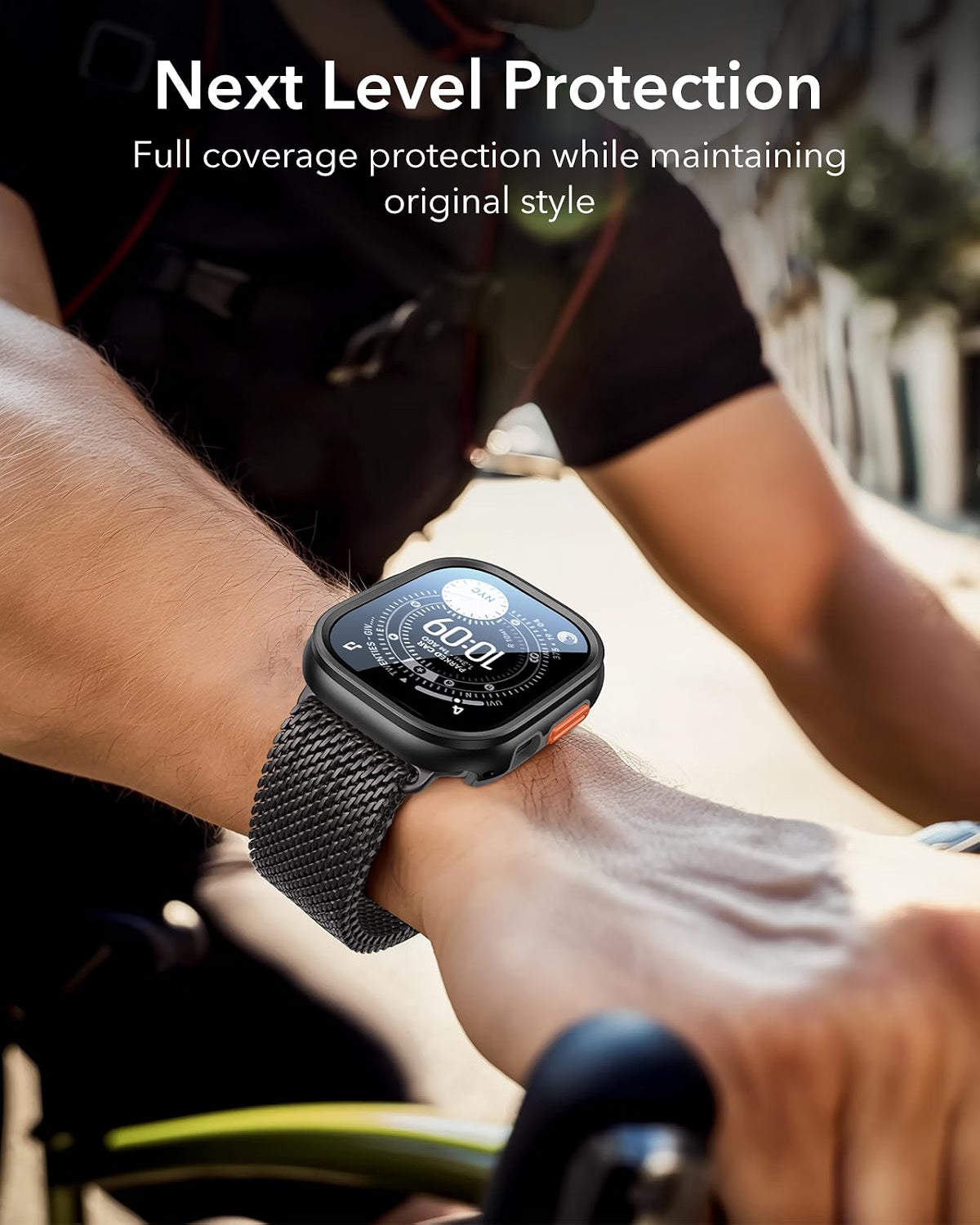 ESR Case for Apple Watch Ultra 4/3/2/Ultra 49mm, Aluminum Alloy Protective Case with 2-Pack Armorite Glass Screen Protectors, Military-Grade Protection, Black