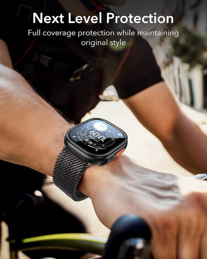 ESR Case for Apple Watch Ultra 4/3/2/Ultra 49mm, Aluminum Alloy Protective Case with 2-Pack Armorite Glass Screen Protectors, Military-Grade Protection, Black
