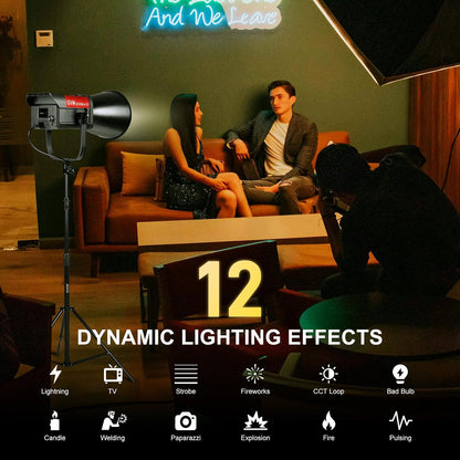 GVM 300W LED Video Light, 221950lux/1m, AIO SD300B Photography Lighting Kit with APP Control, 2700K-6800K Studio Light Continuous Lighting Kit for YouTube,Film,12 Scene Effects