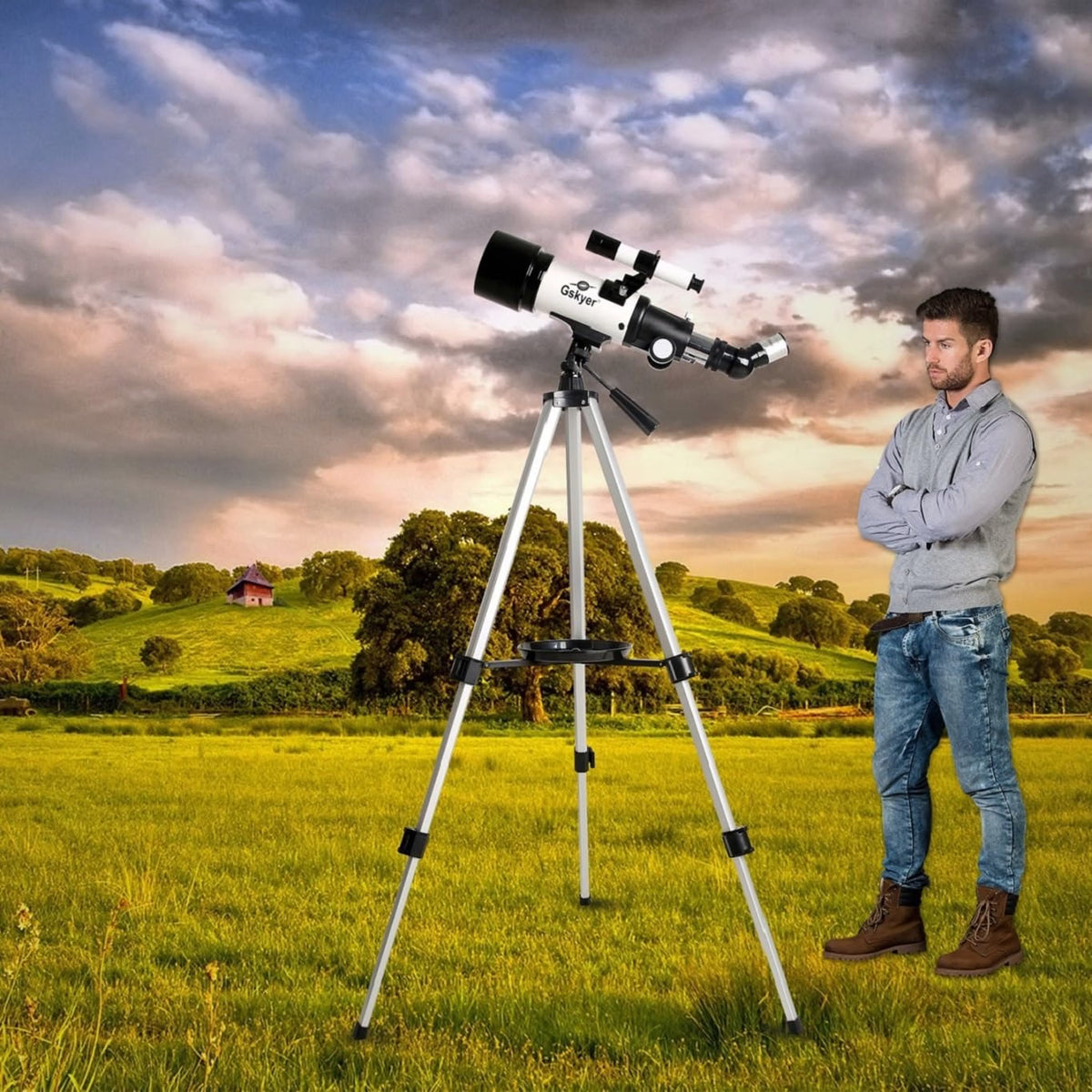 Gskyer 70mm Aperture 400mm Astronomical Refracting Telescope, AZ Mount Telescope for Kids & Beginners with Tripod, Carry Bag, Smartphone Adapter & Wireless Remote