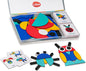 LiKee Wooden Shape Puzzle, 36 Wooden Shape Pieces & 60 Pattern Cards, Montessori Educational Toy for Kids 3+, Animal & Vehicle Designs with Storage Box