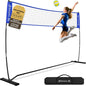 BAGAIL 12FT Portable Volleyball Net Set, Adjustable Height Freestanding Volleyball Net with Heavy-Duty Frame, Carry Bag, Ball & Pump