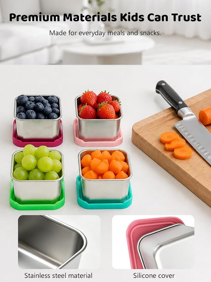 HTEVW 6-Pack Stainless Steel Snack Containers for Kids