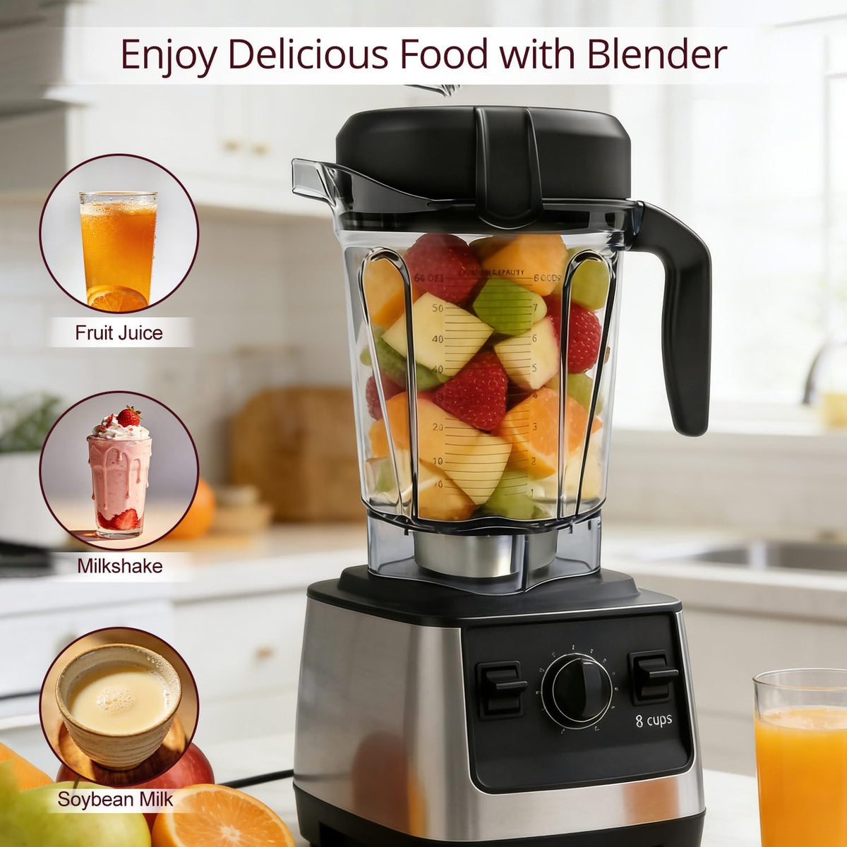 64oz Low-Profile Blender Pitcher Replacement Cup Compatible with Vitamix BPA-Free Compatible with 5200 750 7500 6300 VM0102 VM0103 VM0197 E310, Classic/Explorian/Commercial Series Jar Cup