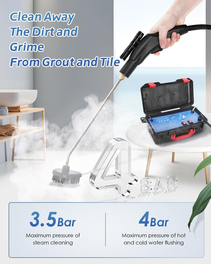 High Pressure Steam Cleaner, 1700W Steamer for Cleaning Grout Tile, Heavy Duty Portable Steamer Cleaner for Car Auto, High Heat Cleaning Steamer for Home Shower All Surfaces 110V